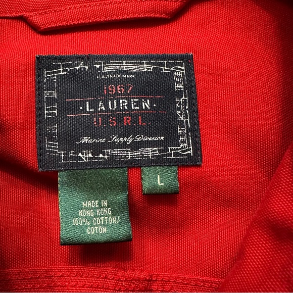 Vintage Lauren USRL Marine Supply Division Coat Large Red RARE Barn Coat EUC - Picture 2 of 11
